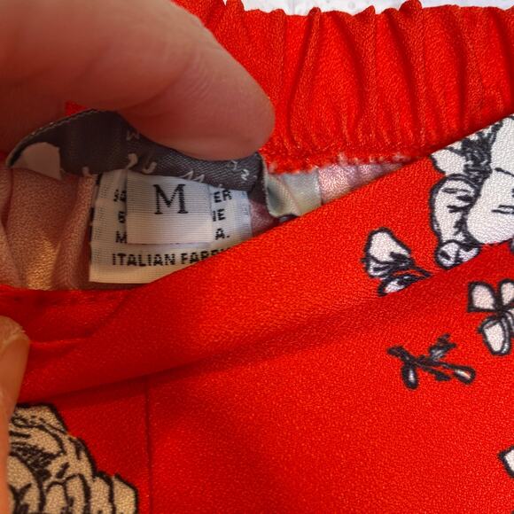 Bryn Walker Orange Red Floral Pants Set Button Down Blouse Crop Pants EUC Sz S/M - Picture 12 of 16